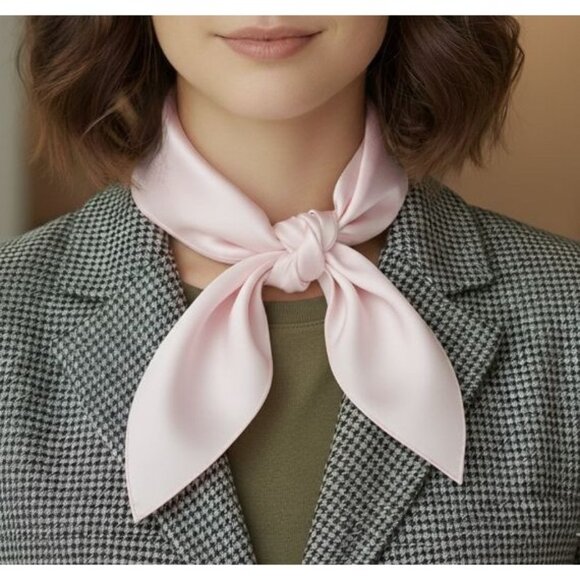 ⭐New Elegant Silky Square Scarf Bandana hijab Solid PINK Wrap Luxurious Basic - Picture 1 of 8